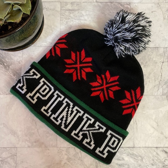 PINK Victoria's Secret Accessories - PINK Victoria’s Secret Black Knit Winter Hat
